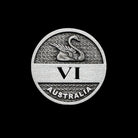 Antique silver coin with swan design, VI numeral and Australia inscription